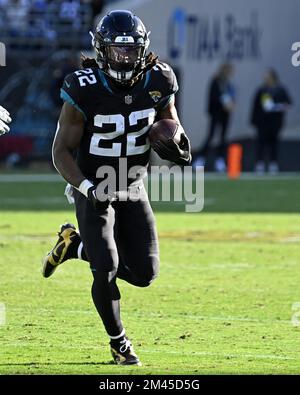 October 23, 2022: Jacksonville Jaguars running back JaMycal Hasty (22)  during a game against the New