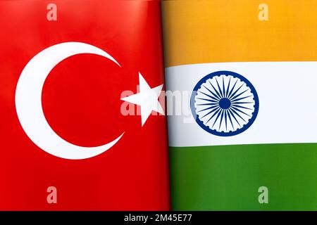 Background of the flags of the Turkey and pakistan. The concept of interaction or counteraction between the two countries. International relations. po Stock Photo