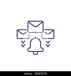 email alert line icon on white Stock Vector