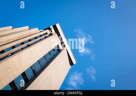 Modern building against blue sky. Copy space. Stock Photo