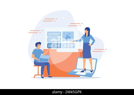 Sharing file, file transferred encrypted form, transfer of documentation, migration concept, Suitable for web landing page, ui, mobile app, banner tem Stock Vector
