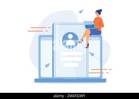 application form for employment. people select a resume for a job. vector small characters recruitment agency. claim form vector, flat vector modern i Stock Vector