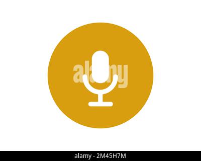 Microphone icon. Audio recording symbol for the website, applications, user interface. Flat rounded symbol on an isolated background.  Vector illustra Stock Vector
