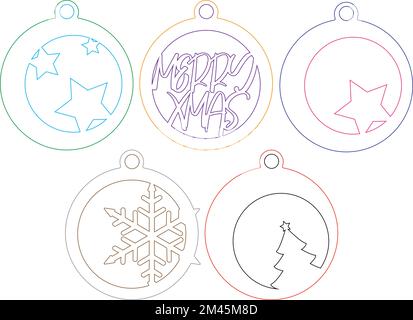 Christmas Tree Balls Digital Vector File for Laser Cutter. Stock Vector