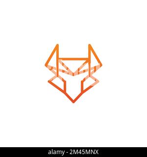 Fox Robotic Logo Design. Outline Fox Illustration. Fox Line Icon Stock Vector