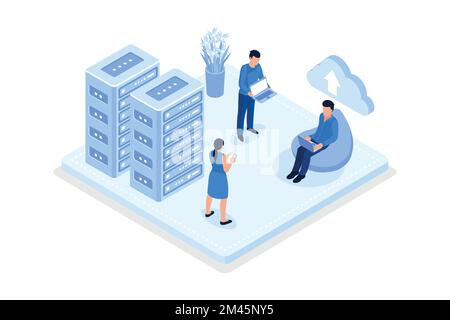 Big Data and Cloud Computing, isometric vector modern illustration Stock Vector