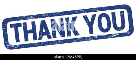 THANK YOU text written on blue rectangle stamp sign. Stock Photo