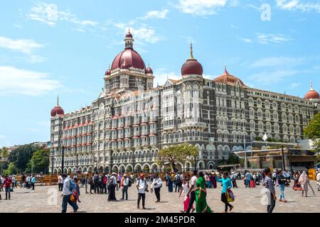 MUMBAI - SEP 24: Facade of The Taj Mahal Palace hotel in Colaba district, on September 24. 2022 in Mumbai, India Stock Photo