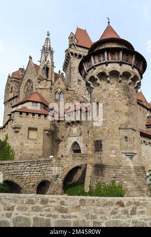 LEOBENDORF, AUSTRIA - MAY 11, 2019: This is the very picturesque medieval Kreuzenstein Castle. Stock Photo