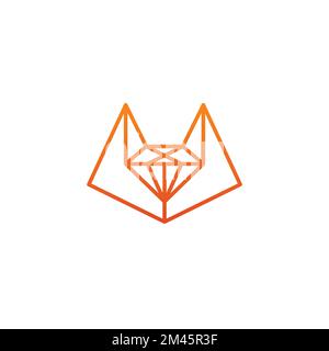 Diamond Fox Logo Design. Fox Line Logo Stock Vector