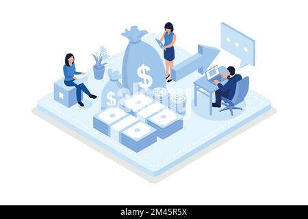 Financial, credit card or in savings bank accounts, isometric vector modern illustration Stock Vector