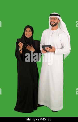 Arab couple using digital tablet. Stock Photo