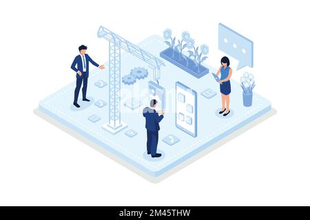 programming user interface, UI design and user experience concept, isometric vector modern illustration Stock Vector