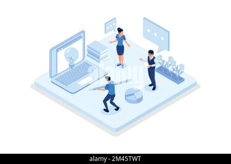 People generating creative business ideas, Idea finding, isometric vector modern illustration Stock Vector