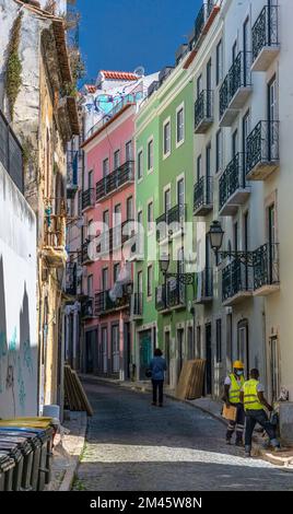 Street in Bairro Alto, Lisbon, Portugal. Stock Photo