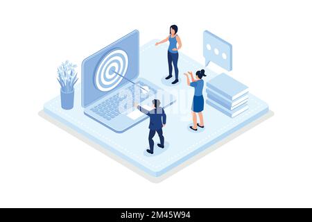 Targeting concept - modern isometric vector web banner on white ...