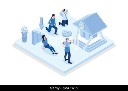 Financial crisis, Stock market crash, isometric vector modern illustration Stock Vector