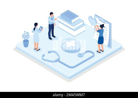 Heart disease screening and diagnostic, Healthcare and medicine concept, isometric vector modern illustration Stock Vector