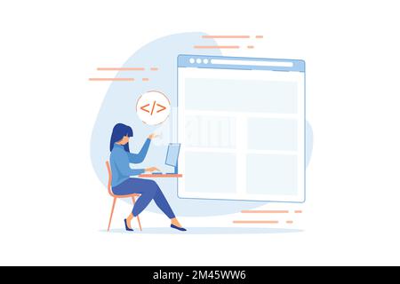 flat vector modern illustrationSPA web page, web development trend, app inside a browser, dynamically rewriting page, responsive website creation abst Stock Vector