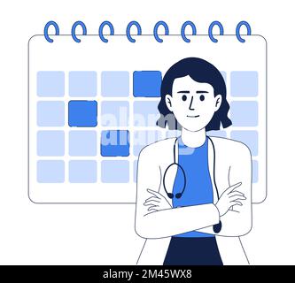 Therapist near calendar flat concept vector illustration Stock Vector