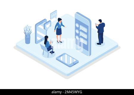 Character applying for work position. Job recruitment process concept, isometric vector modern illustration Stock Vector