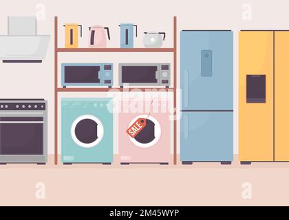 Premium Vector  Luxury beautiful durable household kitchen appliances  realistic composition with stove microwave oven coffee machine blender  vector illustration