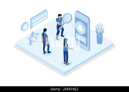 Character applying for work position. Job recruitment process concept, isometric vector modern illustration Stock Vector