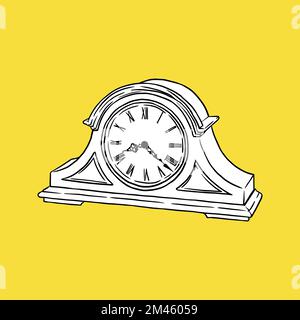 Antique Clock Drawing, Antique, Sketch and Vintage. Vector illustration Stock Vector