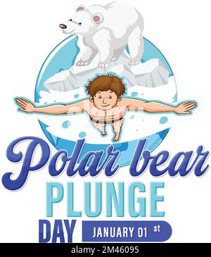 Polar Bear Plunge Day Banner Design illustration Stock Vector