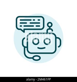 Chatbot black line icon. Call center. Support service Stock Vector