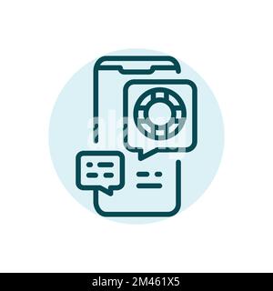 Service support black line icon. Online help. Support service Stock Vector