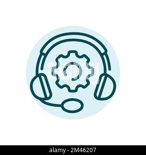 Tech support black line icon. Technical problem. Communication service. Stock Vector