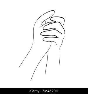 line art closeup praying hands illustration vector hand drawn isolated on white background Stock Vector