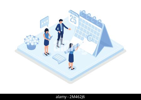 Character consulting with financial advisor, Taxation concept, isometric vector modern illustration Stock Vector