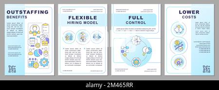 Outstaffing advantages blue gradient brochure template Stock Vector