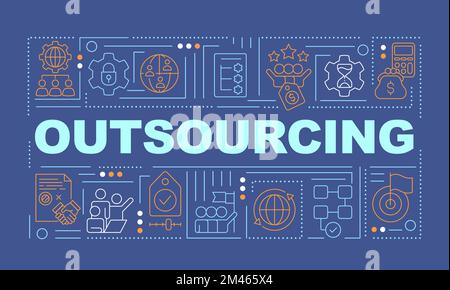 Outsourcing practice word concepts dark blue banner Stock Vector