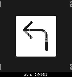 Left turn arrow dark mode glyph ui icon Stock Vector