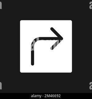 Right turn arrow dark mode glyph ui icon Stock Vector