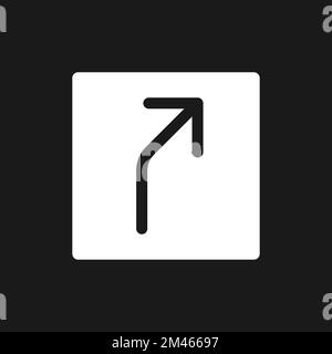 Road curves to right arrow dark mode glyph ui icon Stock Vector