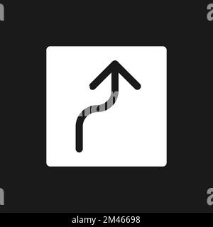 Right reverse turn dark mode glyph ui icon Stock Vector