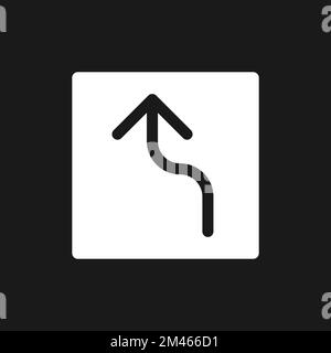 Left reverse turn arrow dark mode glyph ui icon Stock Vector