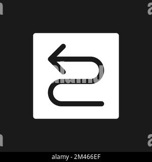 Left winding road arrow dark mode glyph ui icon Stock Vector