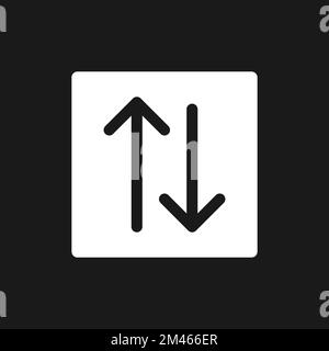 Two way traffic arrows dark mode glyph ui icon Stock Vector