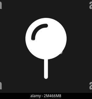 Rounded push pin dark mode glyph ui icon Stock Vector