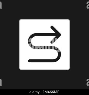 Right winding road arrow dark mode glyph ui icon Stock Vector