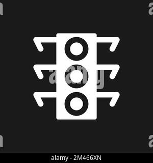 Traffic light dark mode glyph ui icon Stock Vector