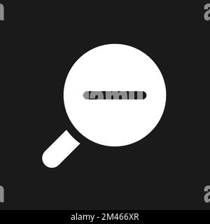 Magnifying glass with minus for map dark mode glyph ui icon Stock Vector