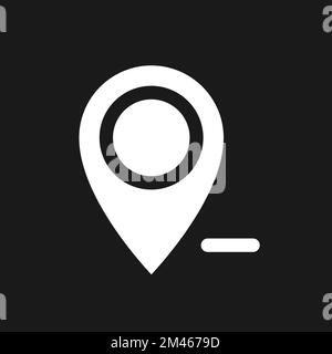 Remove pin from map dark mode glyph ui icon Stock Vector