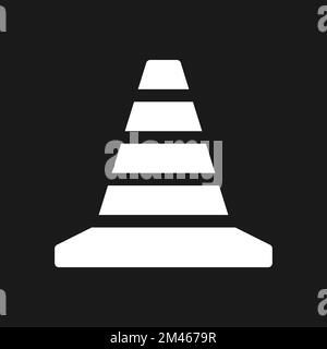 Traffic cone dark mode glyph ui icon Stock Vector