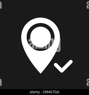 Reaching pinned destination dark mode glyph ui icon Stock Vector